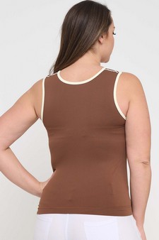 Women's U Neck Two Tone Seamless Tank style 2