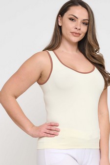 Women's U Neck Two Tone Seamless Tank style 4