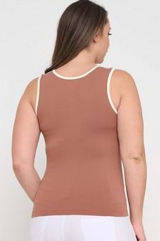 Women's U Neck Two Tone Seamless Tank style 2