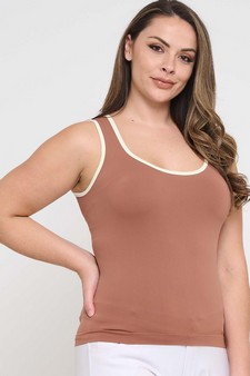 Women's U Neck Two Tone Seamless Tank style 3