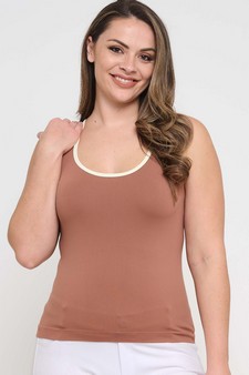 Women's U Neck Two Tone Seamless Tank style 4