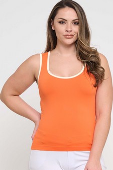 Women's U Neck Two Tone Seamless Tank style 3