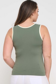 Women's U Neck Two Tone Seamless Tank style 2