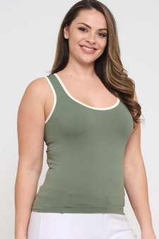 Women's U Neck Two Tone Seamless Tank style 3