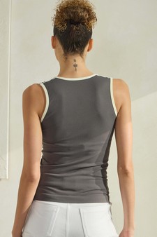 Women's U Neck Two Tone Seamless Tank style 2