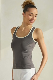 Women's U Neck Two Tone Seamless Tank style 4