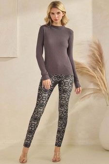 Women's Seamlessly Soft Ribbed Modal Mock Neck Long Sleeve Top style 5