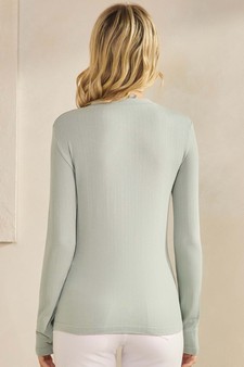Women's Seamlessly Soft Ribbed Modal Mock Neck Long Sleeve Top style 2