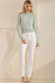 Women's Seamlessly Soft Ribbed Modal Mock Neck Long Sleeve Top style 5