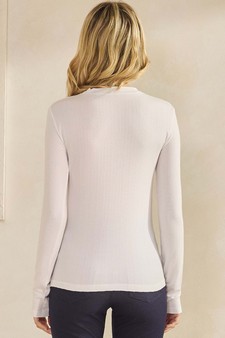 Women's Seamlessly Soft Ribbed Modal Mock Neck Long Sleeve Top style 2