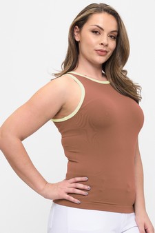 Seamless Reversible High Neck Contrast Trim Tank Top style 3