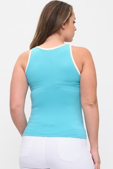 Seamless Reversible High Neck Contrast Trim Tank Top style 2