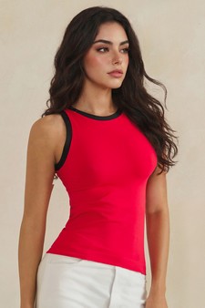 Seamless Reversible High Neck Contrast Trim Tank Top style 3