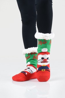 Women's Faux Sherpa Christmas Slipper Socks