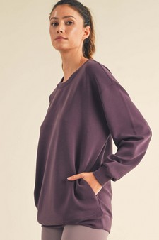 ETA 11/26/24 - Women's Sofie Soft Modal Oversized Crew Top with Pockets style 3