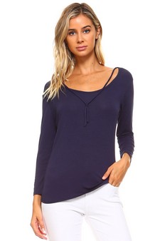 Solid ¾ Sleeve w/ Neck Tie Top style 2