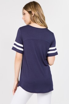 Women's Varsity Striped Ringer Tee style 4