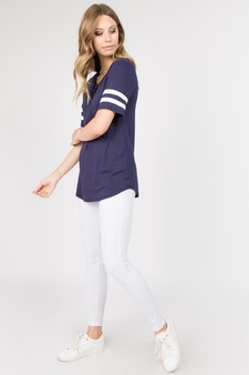 Women's Varsity Striped Ringer Tee style 6