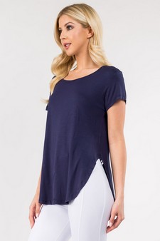 Women’s Knit Athleisure Top w/ Slashed-Back style 2