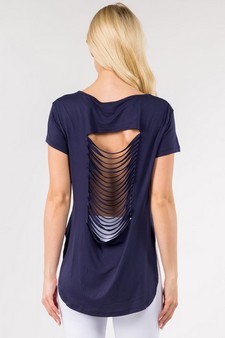 Women’s Knit Athleisure Top w/ Slashed-Back