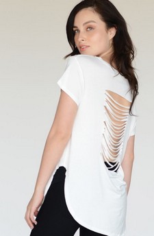 Women’s Knit Athleisure Top w/ Slashed-Back