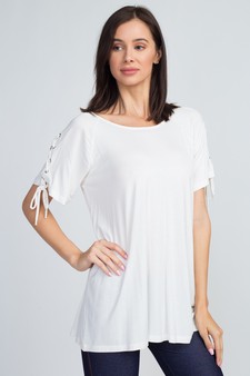 Women's Lace-Up Short Sleeve Top