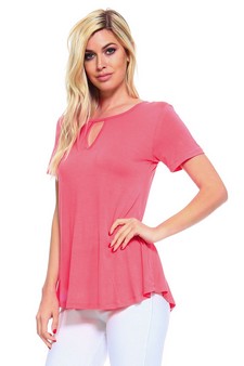 Women's Short Sleeve Key Hole Top style 2