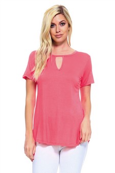 Women's Short Sleeve Key Hole Top