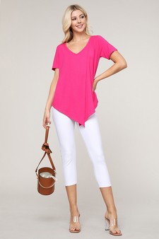 Women’s Short Sleeve Split Front Athleisure Top style 6