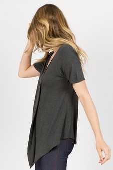 Women’s Short Sleeve Split Front Athleisure Top style 3