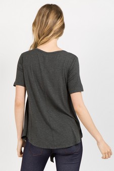 Women’s Short Sleeve Split Front Athleisure Top style 4