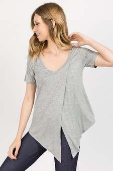 Women’s Short Sleeve Split Front Athleisure Top style 2