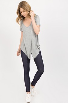 Women’s Short Sleeve Split Front Athleisure Top style 7
