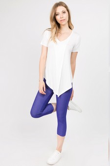 Women’s Short Sleeve Split Front Athleisure Top style 7