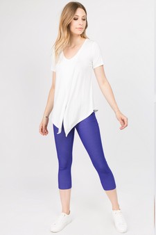 Women’s Short Sleeve Split Front Athleisure Top style 8