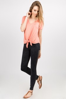 Women’s Short Sleeve Split Front Athleisure Top style 6
