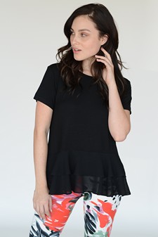 Women's Short Sleeve Chiffon Ruffle Top style 2