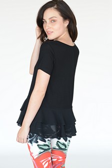Women's Short Sleeve Chiffon Ruffle Top style 4