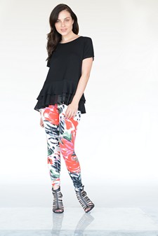 Women's Short Sleeve Chiffon Ruffle Top style 5