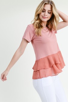 Women's Short Sleeve Chiffon Ruffle Top style 2