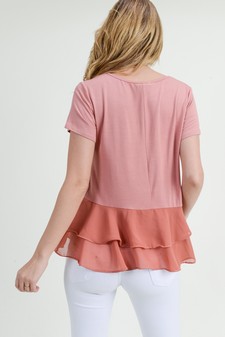 Women's Short Sleeve Chiffon Ruffle Top style 5