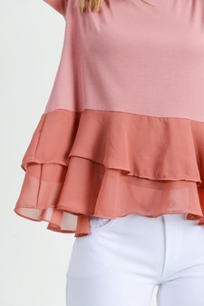 Women's Short Sleeve Chiffon Ruffle Top style 6