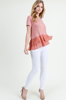 Women's Short Sleeve Chiffon Ruffle Top style 7