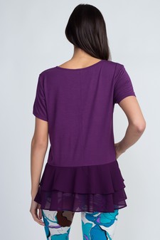 Women's Short Sleeve Chiffon Ruffle Top style 3
