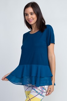 Women's Short Sleeve Chiffon Ruffle Top style 2