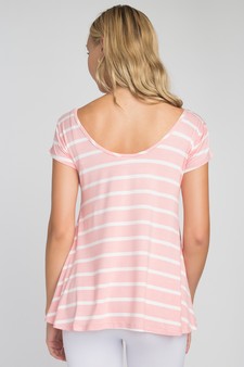 Women's Short Sleeve Striped Top style 3