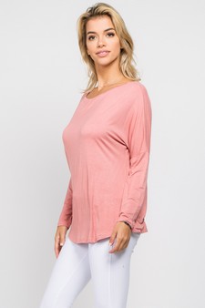 Women's Long Sleeve Surplice Open Back Top style 3