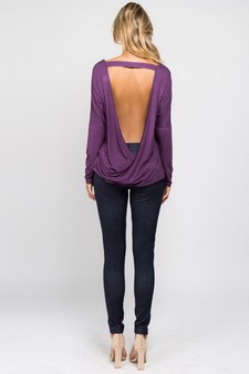 Women's Long Sleeve Surplice Open Back Top style 4