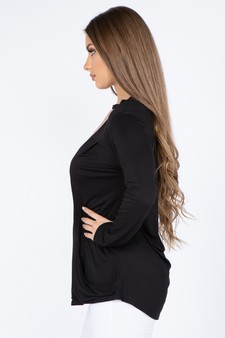 Women's Long Sleeve Choker Neck Keyhole Wrap Top style 3