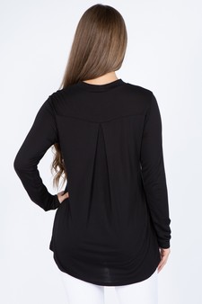Women's Long Sleeve Choker Neck Keyhole Wrap Top style 4